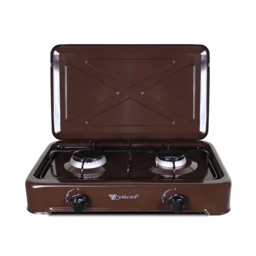 Плита настільна газова двоконфорочна з кришкою Yucel O-200-LPG-brown