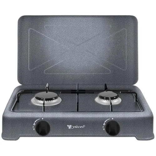 Плита настільна газова двоконфоркова з кришкою Yucel O-200-LPG-grey