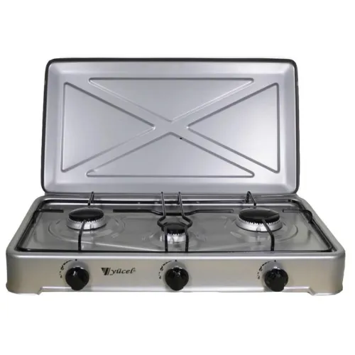 Плита настільна газова триконфоркова з кришкою Yucel O-300-LPG-grey