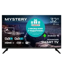 Телевізор безрамковий Mystery MTV-3230HST2 Smart Android 14.0