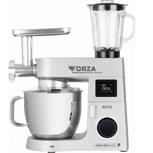 Комбайн кухонний з насадками та м'ясорубкою ECG FORZA 7800 Ultimo Argento