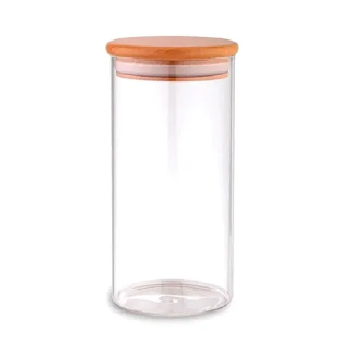 Контейнер для сипких термостійке скло з бамбуковою кришкою 1000 мл KRAUZER 60-1000