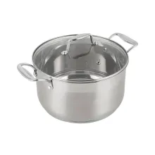 Каструля 6л нержавіюча сталь зі скляною кришкою KRAUZER 78337 Serie Universal