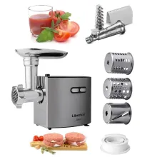 М'ясорубка електрична з насадками та бургер-пресом Liberton LMG-28TGB02S