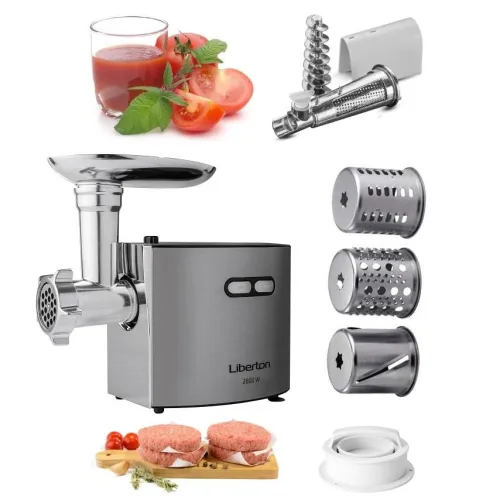 М'ясорубка електрична з насадками та бургер-пресом Liberton LMG-28TGB02S