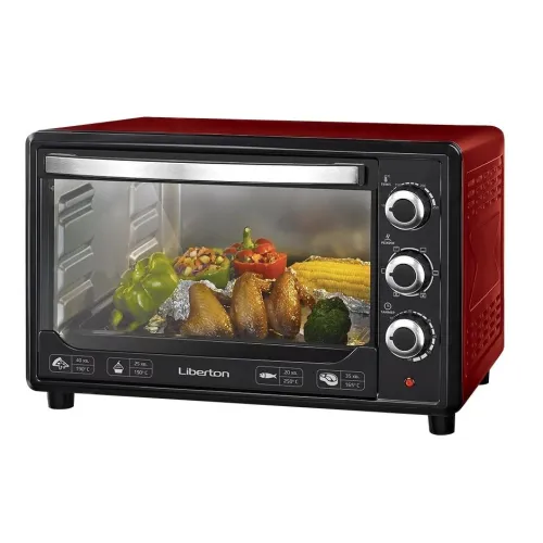 Електрична конвекційна духовка з автовідключенням 48 літрів Liberton LEO-480 Red